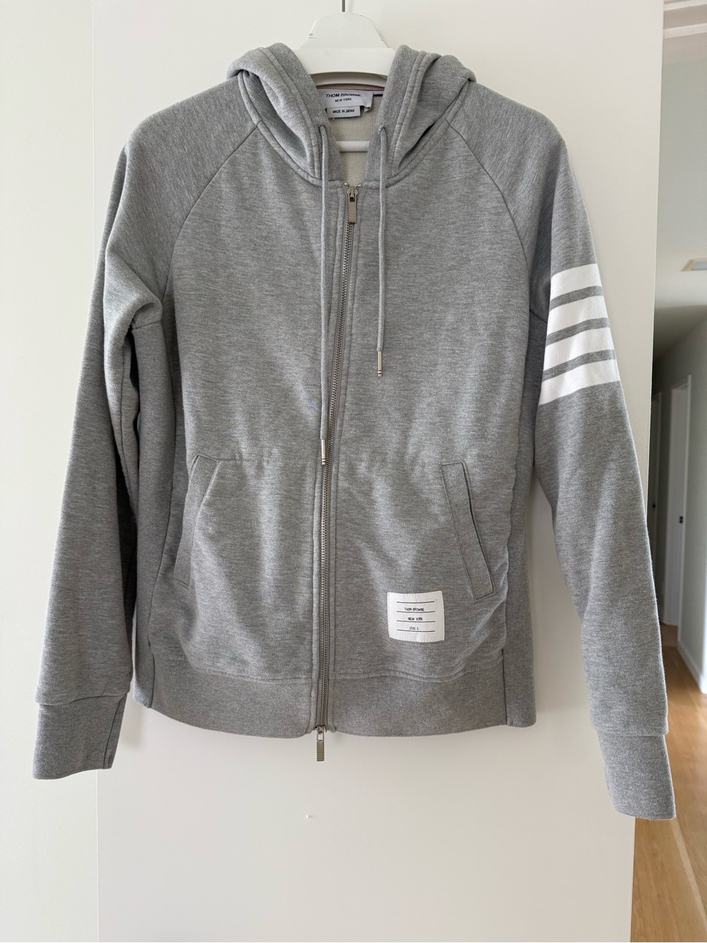 Thom Browne Gray Zip-Up Hoodie Jacket